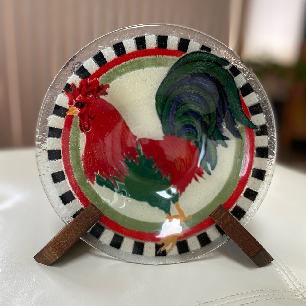 Peggy Karr rooster soup bowl signed 2000
